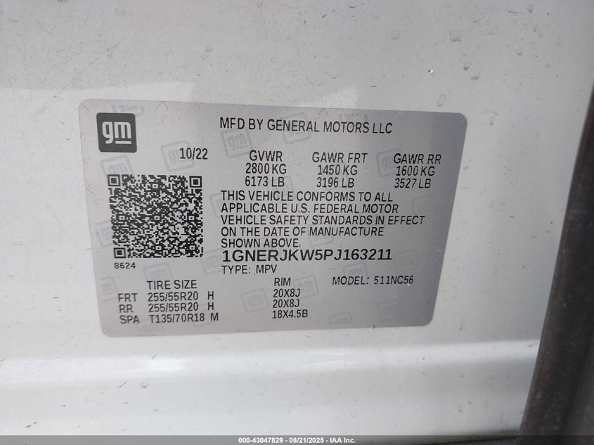 2023 Chevrolet Traverse Fwd Rs VIN: 1GNERJKW5PJ163211 Lot: 43047829