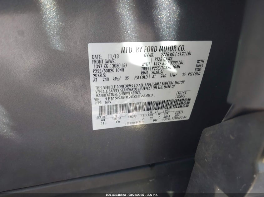 2014 FORD EXPLORER LIMITED 1FM5K8F82EGB22493