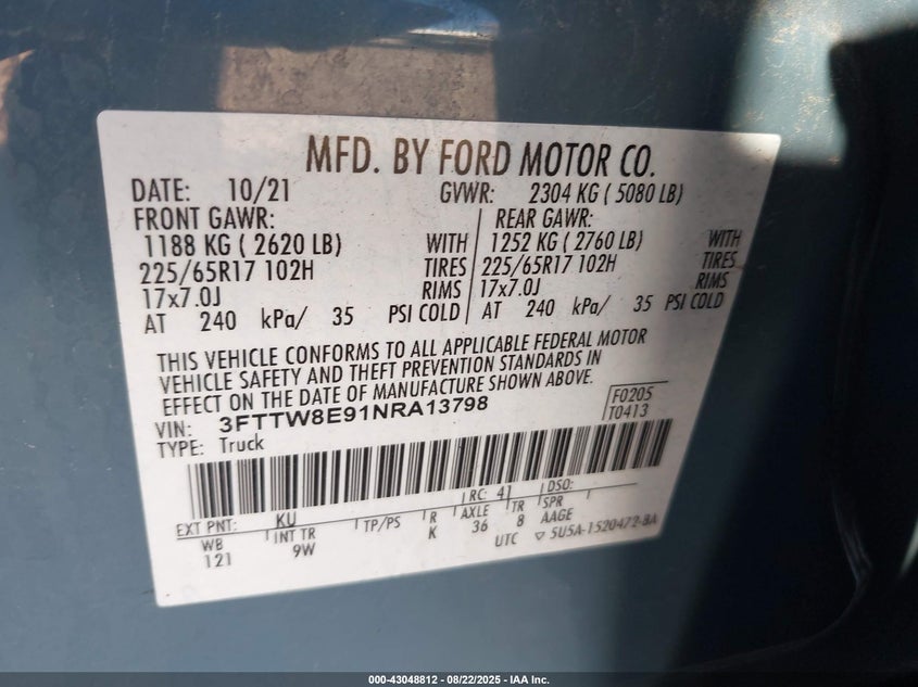 2022 FORD MAVERICK XL - 3FTTW8E91NRA13798