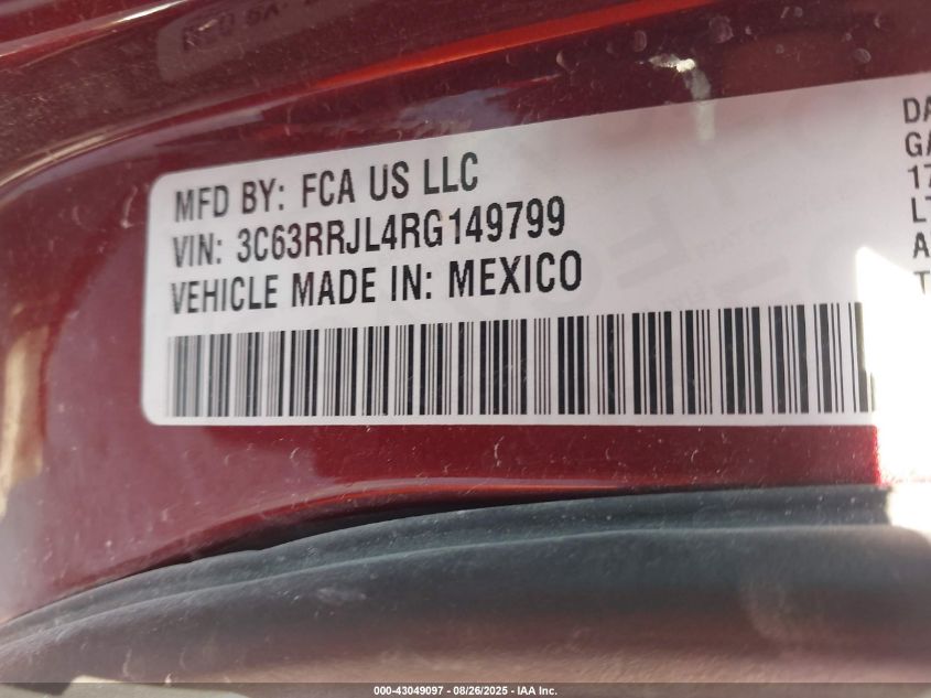 2024 Ram 3500 Laramie 4X4 8' Box VIN: 3C63RRJL4RG149799 Lot: 43049097