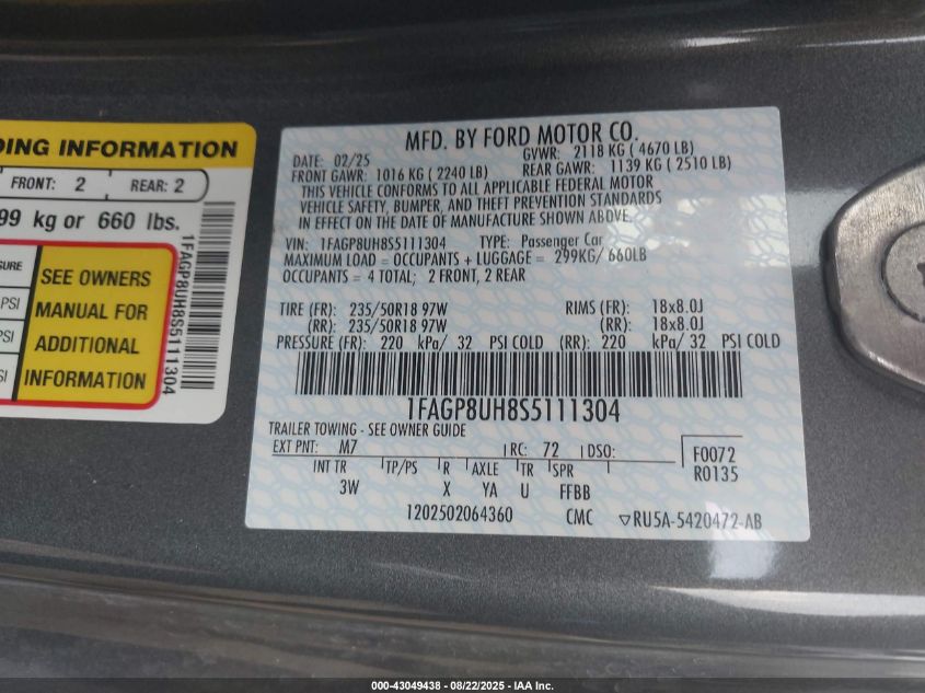 2025 Ford Mustang - 1FAGP8UH8S5111304