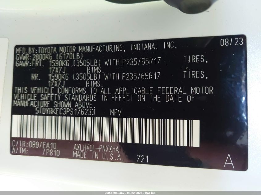 2023 Toyota Sienna - 5TDYRKEC3PS176233