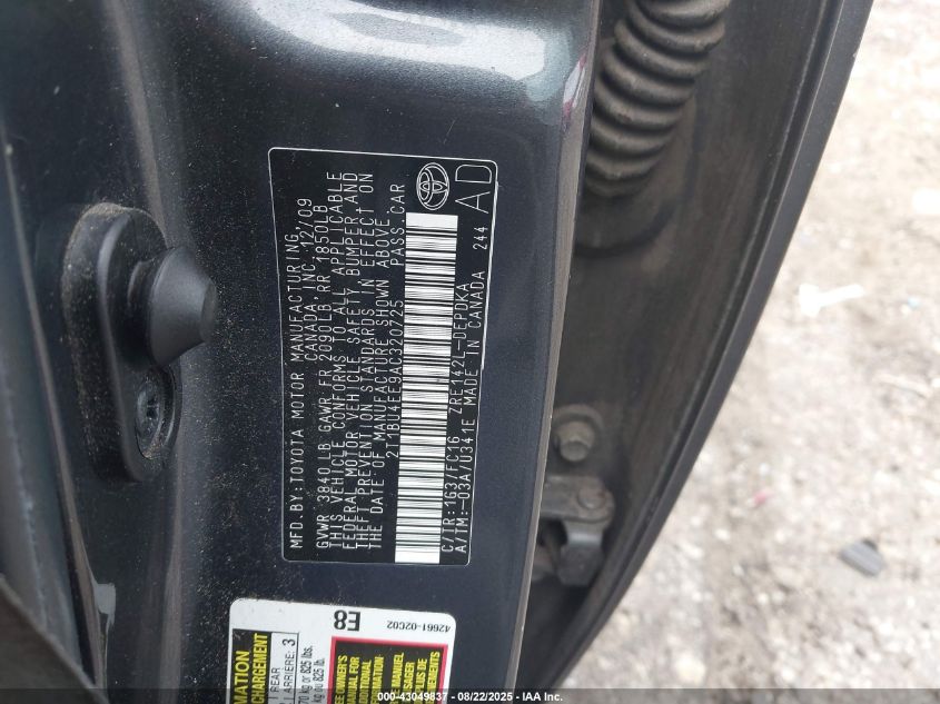 2010 Toyota Corolla Le VIN: 2T1BU4EE9AC320725 Lot: 43049837