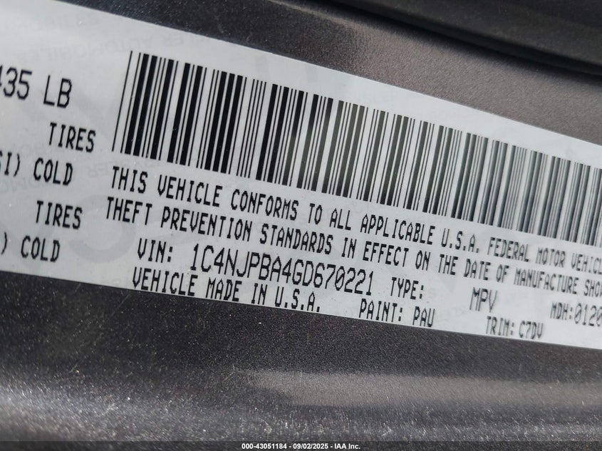 2016 JEEP PATRIOT SPORT - 1C4NJPBA4GD670221