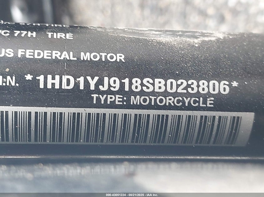 2025 Harley-Davidson Fxbb VIN: 1HD1YJ918SB023806 Lot: 43051224