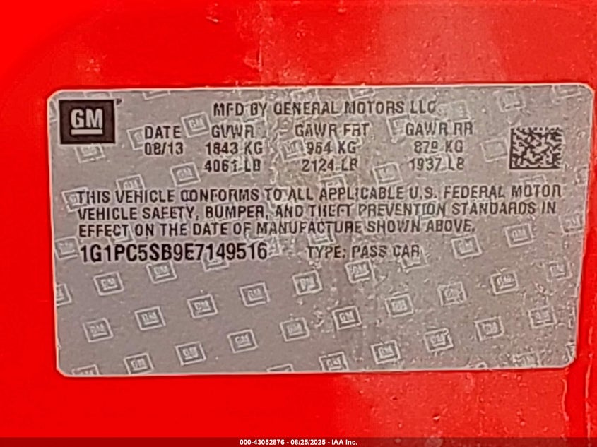 2014 CHEVROLET CRUZE 1LT AUTO 1G1PC5SB9E7149516