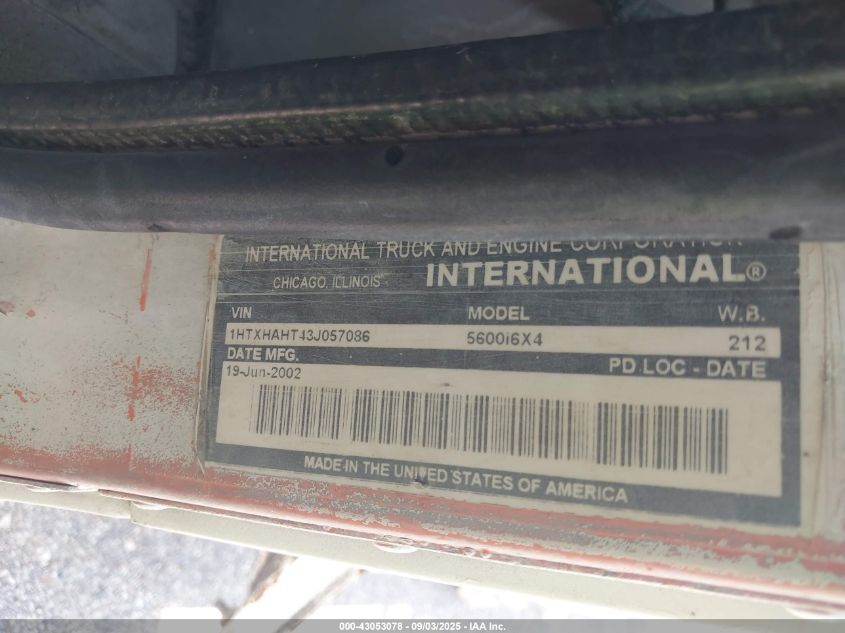 2003 International 5600 5600I VIN: 1HTXHAHT43J057086 Lot: 43053078