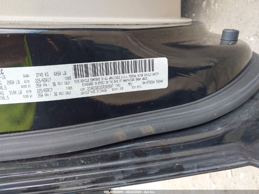 2016 Dodge Grand Caravan Se Plus VIN: 2C4RDGBG2GR383907 Lot: 43054551