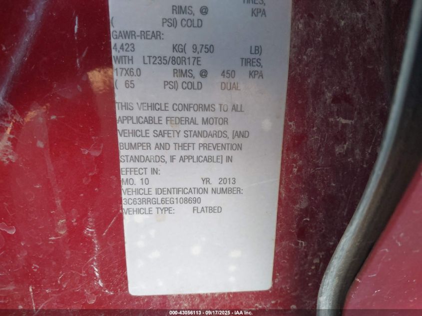 2014 Ram 3500 Tradesman VIN: 3C63RRGL6EG108690 Lot: 43056113