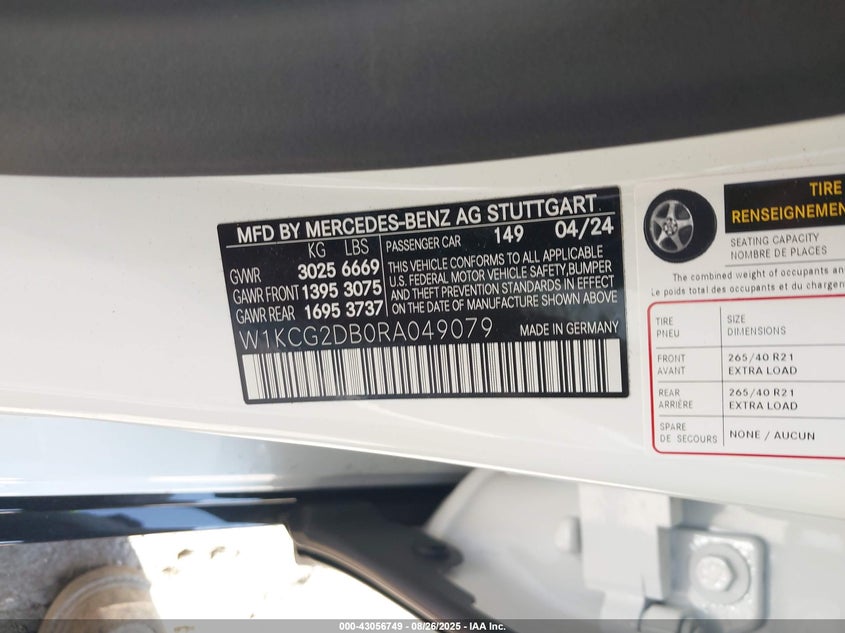 2024 MERCEDES-BENZ EQS 450+ - W1KCG2DB0RA049079