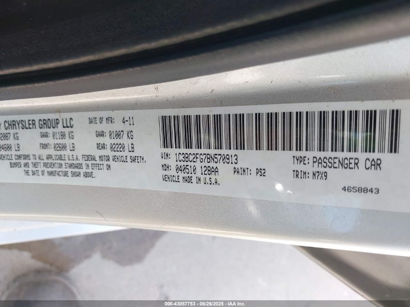 2011 Chrysler 200 Limited VIN: 1C3BC2FG7BN570913 Lot: 43057753