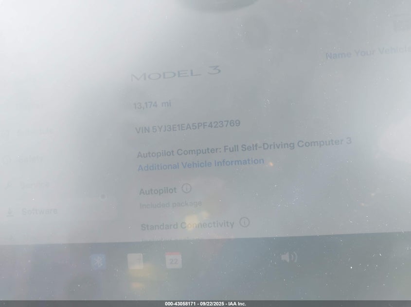 2023 Tesla Model 3 Rear-Wheel Drive VIN: 5YJ3E1EA5PF423769 Lot: 43058171