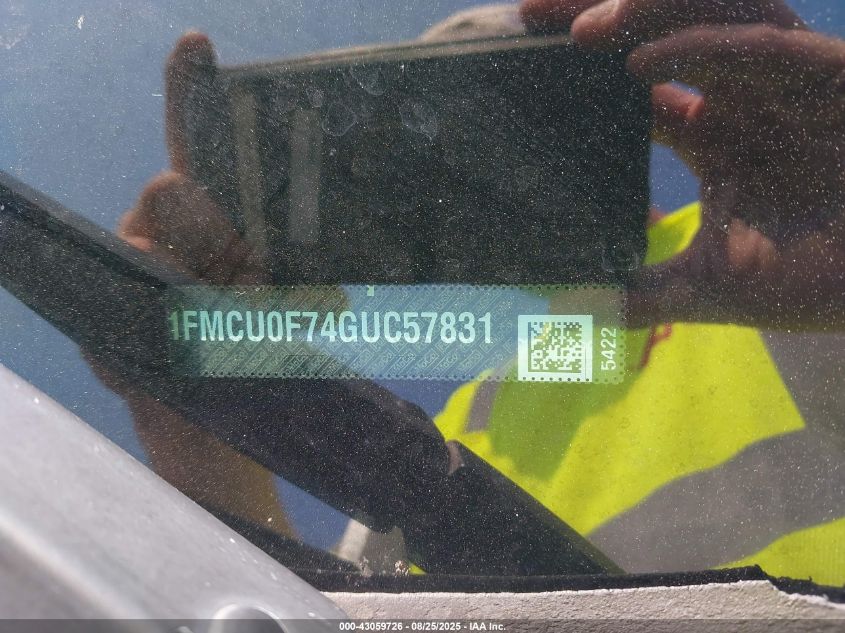 2016 Ford Escape S VIN: 1FMCU0F74GUC57831 Lot: 43059726