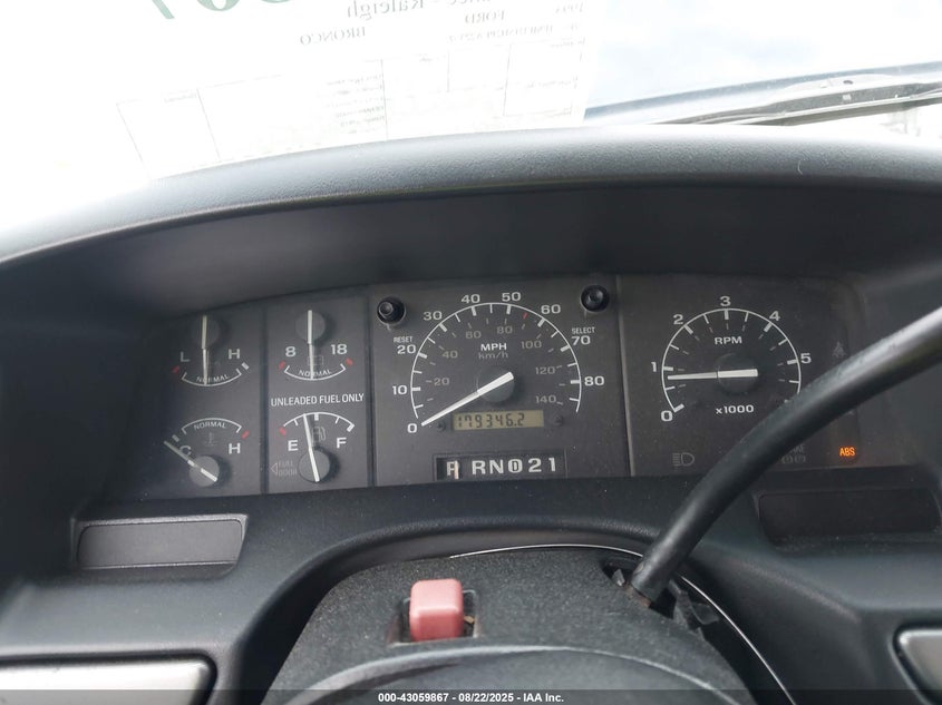 1993 Ford Bronco U100 VIN: 1FMEU15H2PLA22357 Lot: 43059867