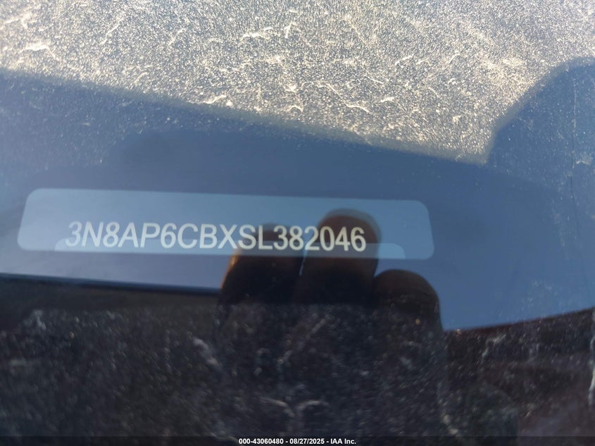 2025 Nissan Kicks Sv Intelligent Awd VIN: 3N8AP6CBXSL382046 Lot: 43060480