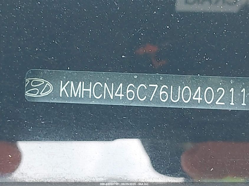 2006 Hyundai Accent Gls VIN: KMHCN46C76U040211 Lot: 43060759