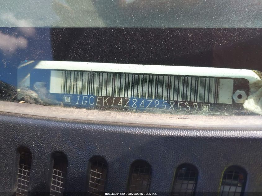 2004 Chevrolet Silverado 1500 Work Truck VIN: 1GCEK14Z84Z258539 Lot: 43061582