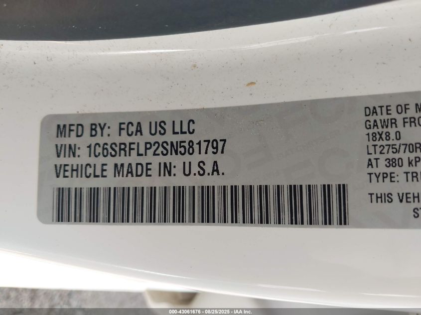 2025 Ram 1500 - 1C6SRFLP2SN581797