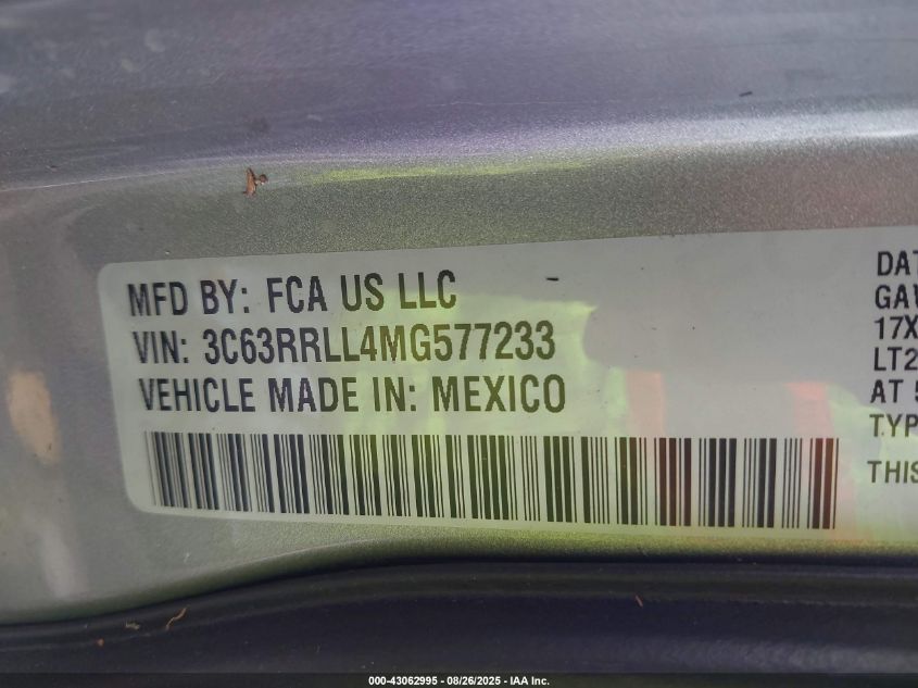 2021 Ram 3500 Big Horn 4X4 6'4 Box VIN: 3C63RRLL4MG577233 Lot: 43062995