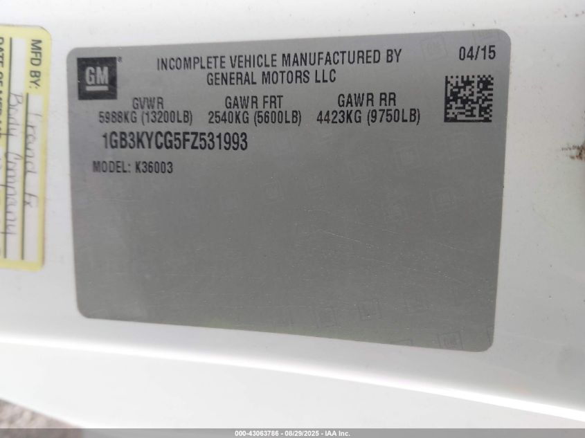 2015 Chevrolet Silverado 3500Hd Chassis Wt VIN: 1GB3KYCG5FZ531993 Lot: 43063786