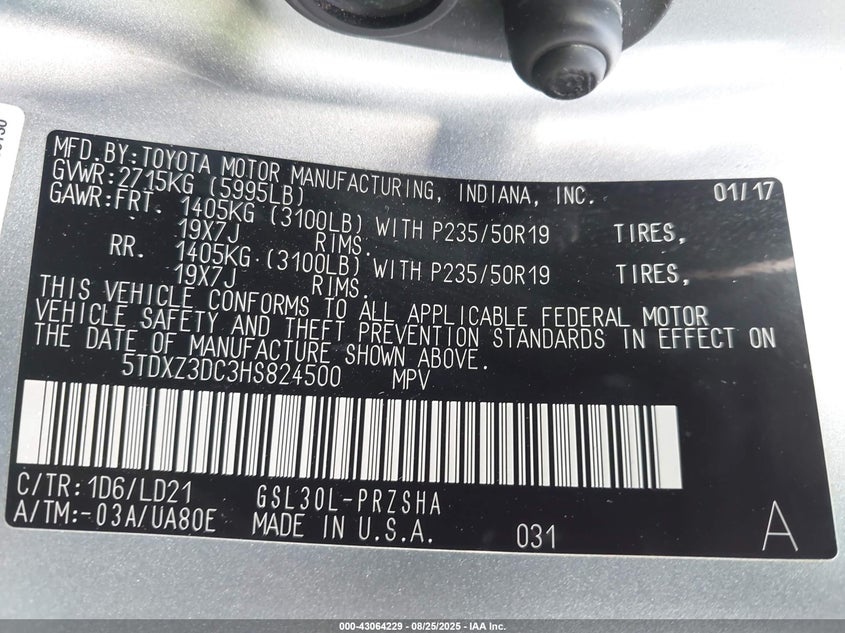 5TDXZ3DC3HS824500 2017 TOYOTA SIENNA photo no. 9