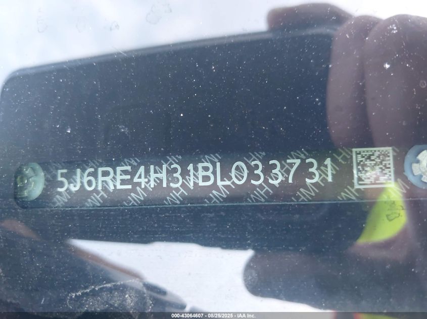 2011 Honda Cr-V Lx VIN: 5J6RE4H31BL033731 Lot: 43064607