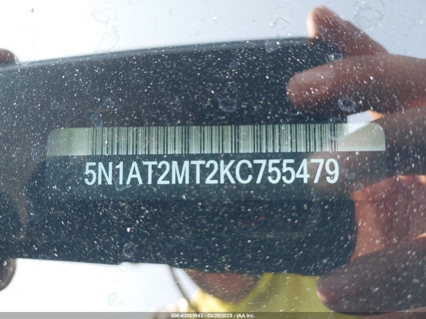 2019 Nissan Rogue S VIN: 5N1AT2MT2KC755479 Lot: 43065943