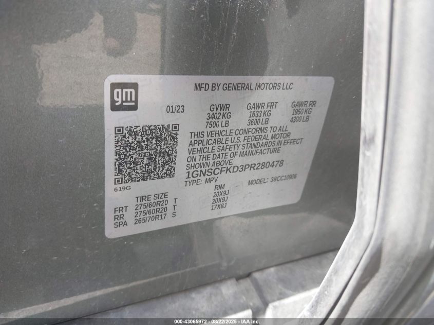 2023 Chevrolet Suburban - 1GNSCFKD3PR280478