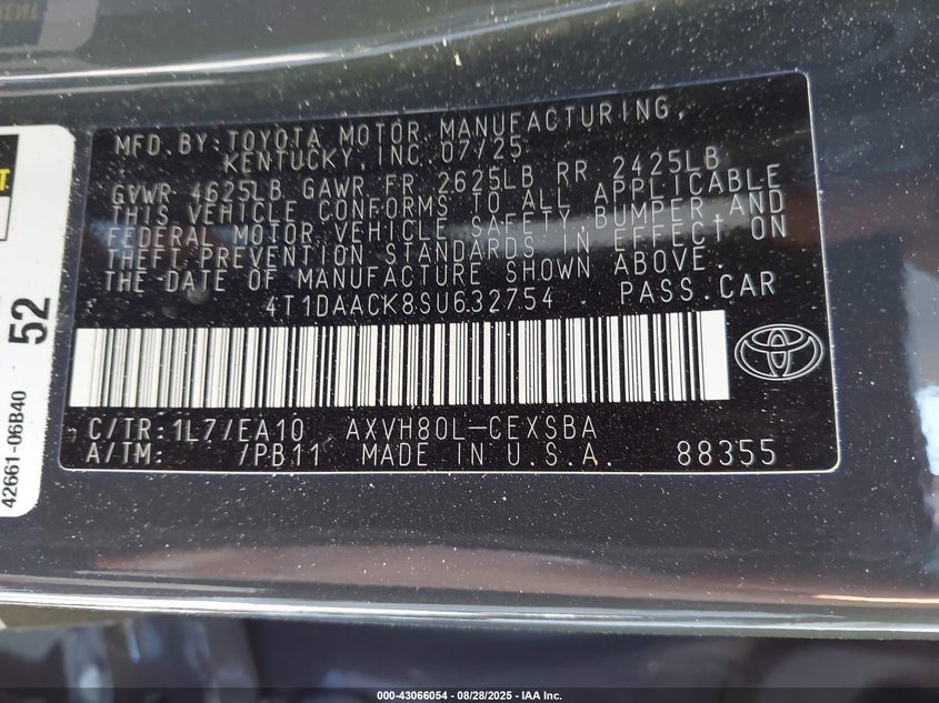 2025 TOYOTA CAMRY SE - 4T1DAACK8SU632754