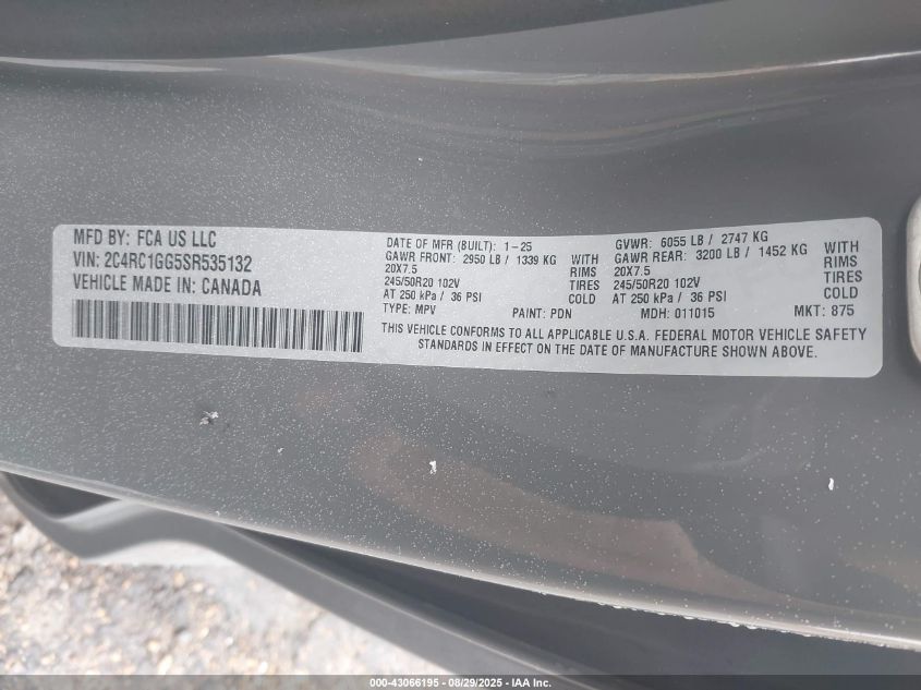 2025 Chrysler Pacifica - 2C4RC1GG5SR535132