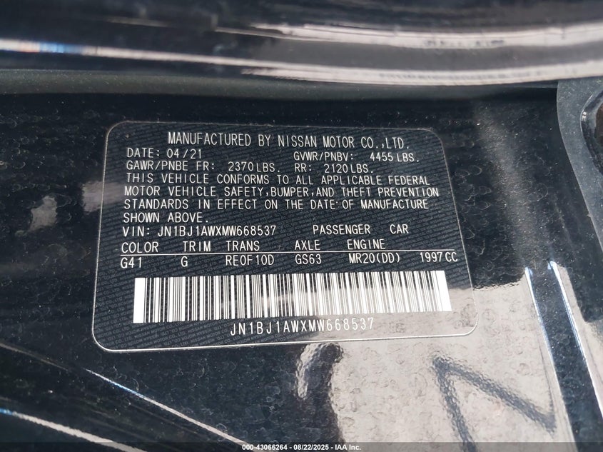 2021 NISSAN ROGUE SPORT S AWD XTRONIC CVT - JN1BJ1AWXMW668537