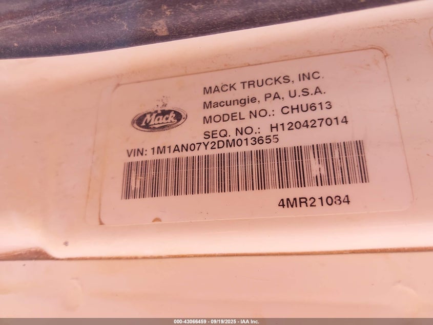 2013 OTHER MACK 600 CHU600 TRUCK N/A