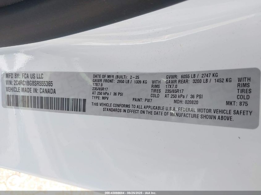 2025 Chrysler Pacifica - 2C4RC1BG8SR555365