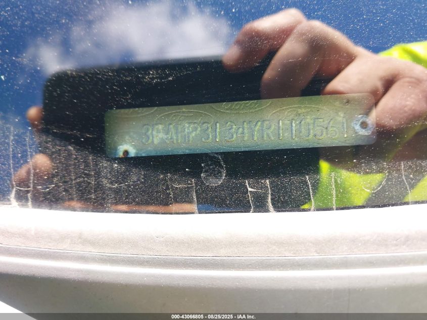 2000 Ford Focus Zx3 VIN: 3FAHP3134YR110561 Lot: 43066805