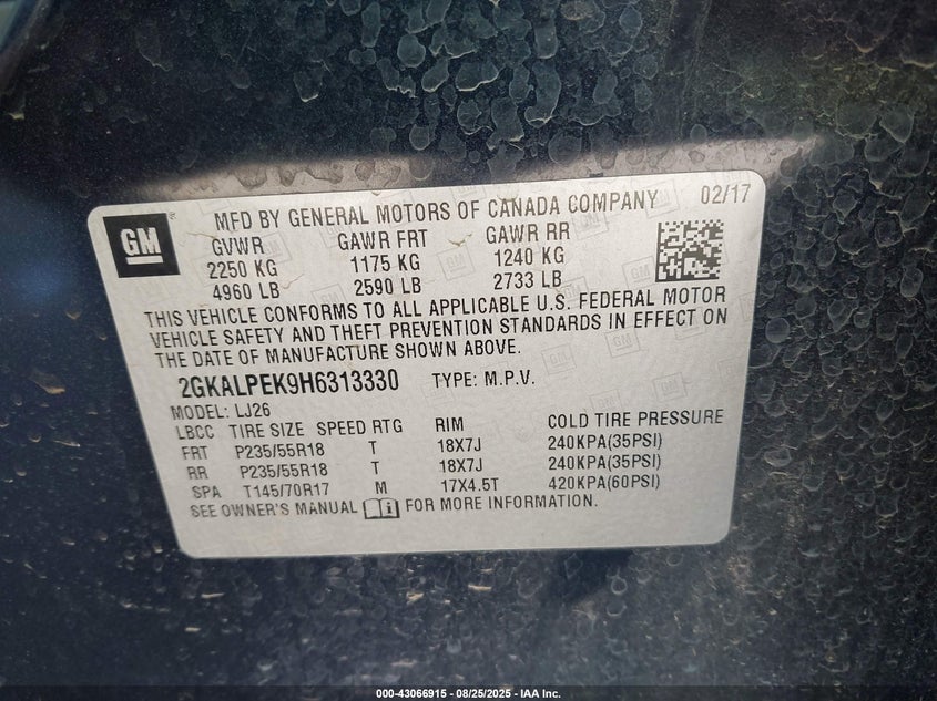 2017 GMC TERRAIN SLT - 2GKALPEK9H6313330