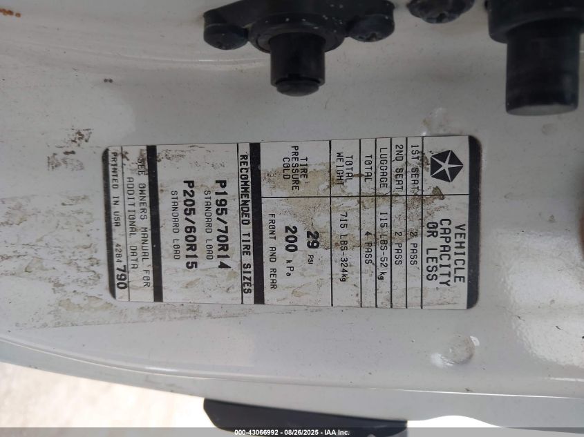 1988 Chrysler Lebaron Premium VIN: 1C3BJ55E8JG306772 Lot: 43066992