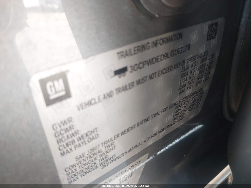 2020 CHEVROLET SILVERADO 1500 - 3GCPWDED9LG163178