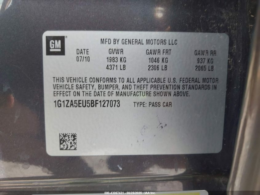 2011 Chevrolet Malibu Ls VIN: 1G1ZA5EU5BF127073 Lot: 43067431