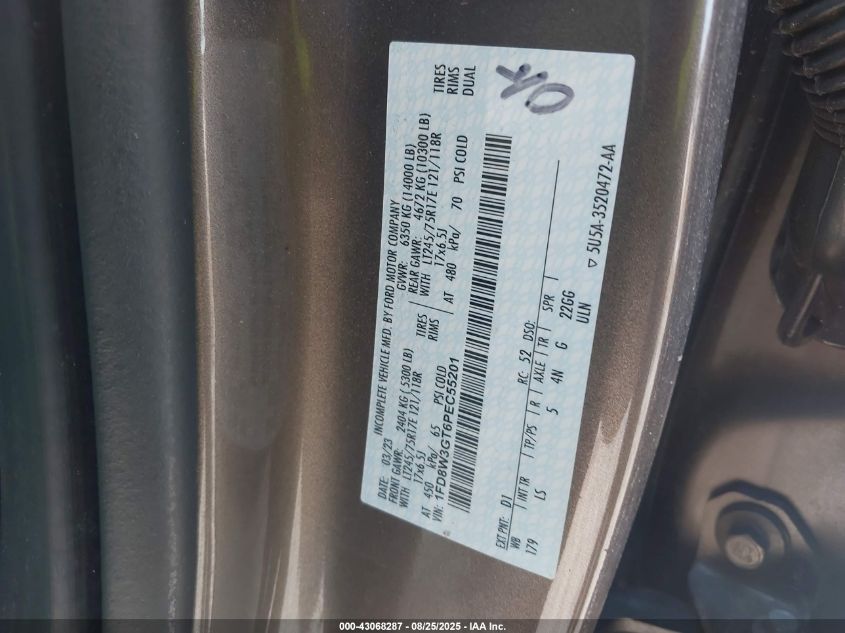 2023 Ford F-350 Chassis Xl VIN: 1FD8W3GT6PEC55201 Lot: 43068287