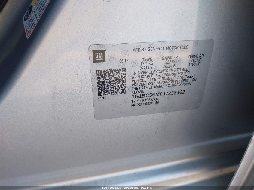 2018 Chevrolet Cruze Ls Auto VIN: 1G1BC5SM0J7238462 Lot: 43068466