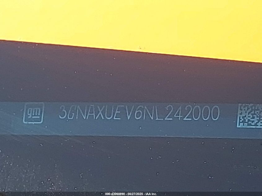 2022 Chevrolet Equinox Awd Lt VIN: 3GNAXUEV6NL242000 Lot: 43068898