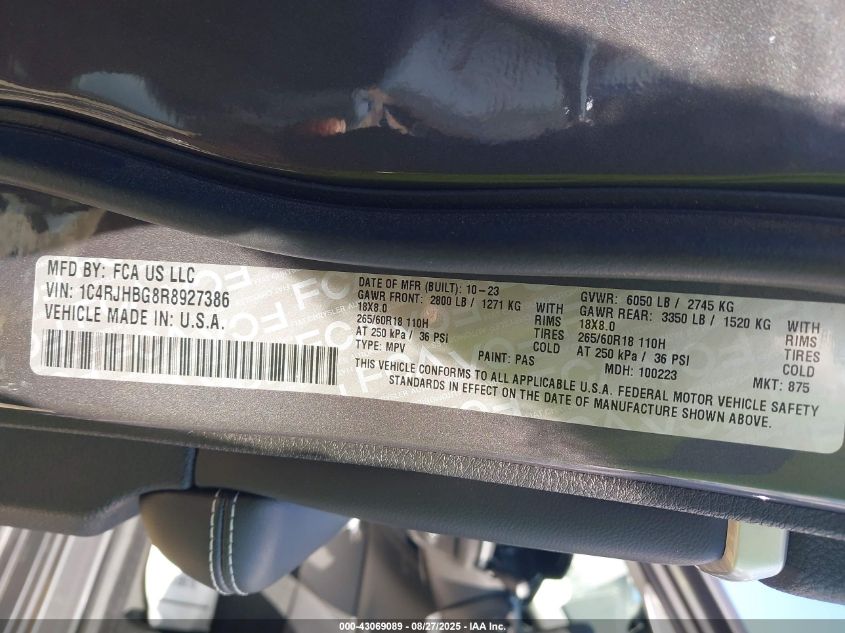 2024 Jeep Grand Cherokee Limited 4X4 VIN: 1C4RJHBG8R8927386 Lot: 43069089