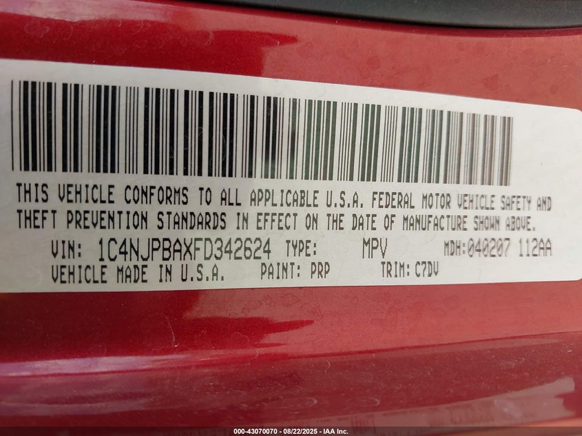 2015 JEEP PATRIOT ALTITUDE EDITION 1C4NJPBAXFD342624