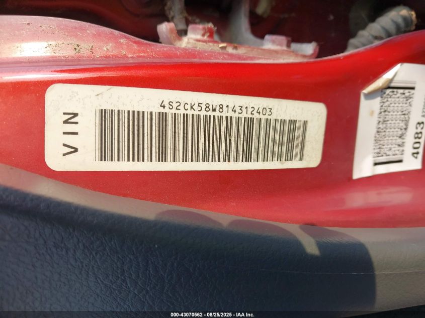 2001 Isuzu Rodeo Ls 3.2L V6/Lse 3.2L V6/S 3.2L V6 VIN: 4S2CK58W814312403 Lot: 43070562