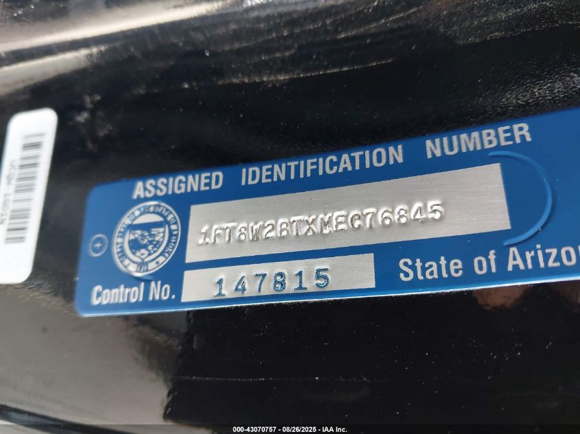 2021 Ford F-250 Lariat VIN: 1FT8W2BTXMEC76845 Lot: 43070757