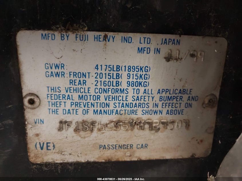 2000 Subaru Forester S VIN: JF1SF6555YH727507 Lot: 43070831