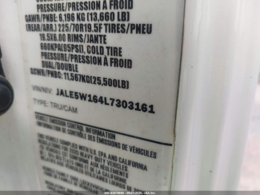 2020 Isuzu Nrr VIN: JALE5W164L7303161 Lot: 43070886