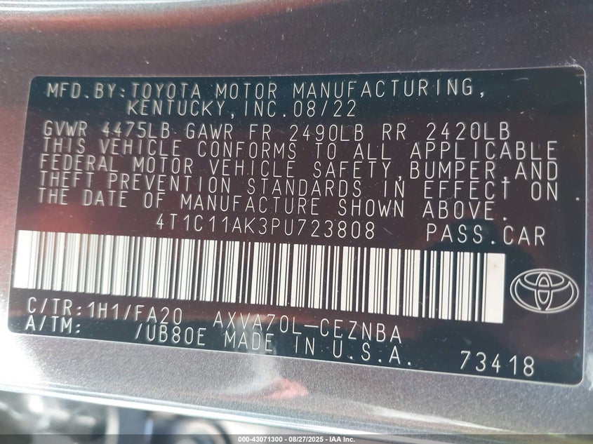 2023 TOYOTA CAMRY LE - 4T1C11AK3PU723808