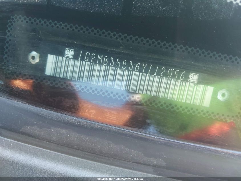 2006 Pontiac Solstice VIN: 1G2MB33B36Y112056 Lot: 43071697