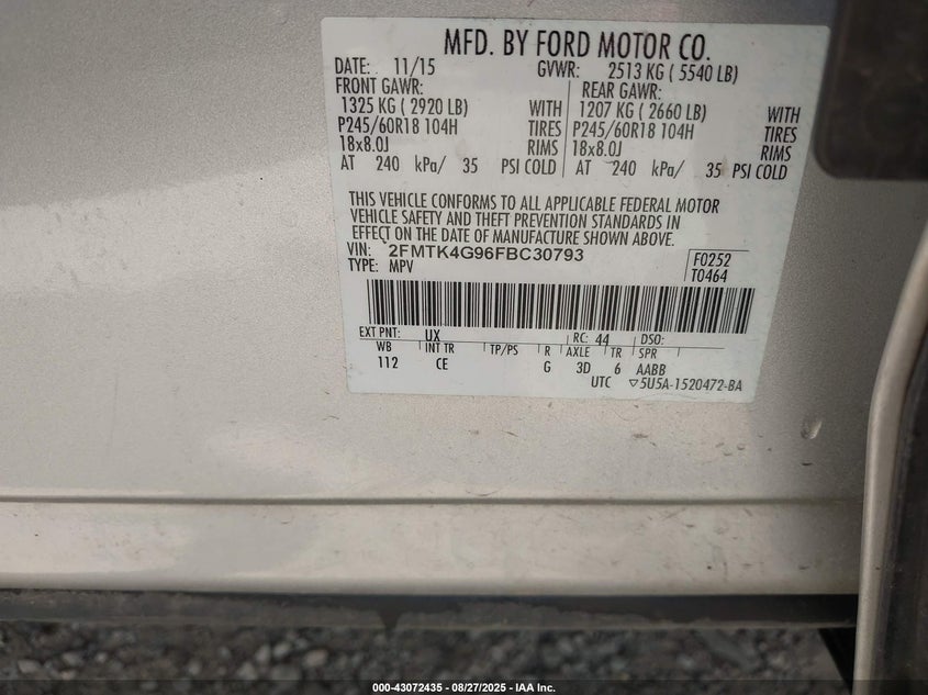 2015 FORD EDGE SE - 2FMTK4G96FBC30793